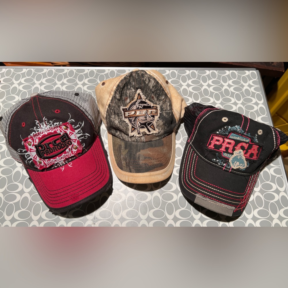 3 Baseball Hats - PBR and PRCA